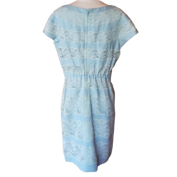 Vintage Makoff Light Blue & Lace Linen Dress - Picture 5 of 6